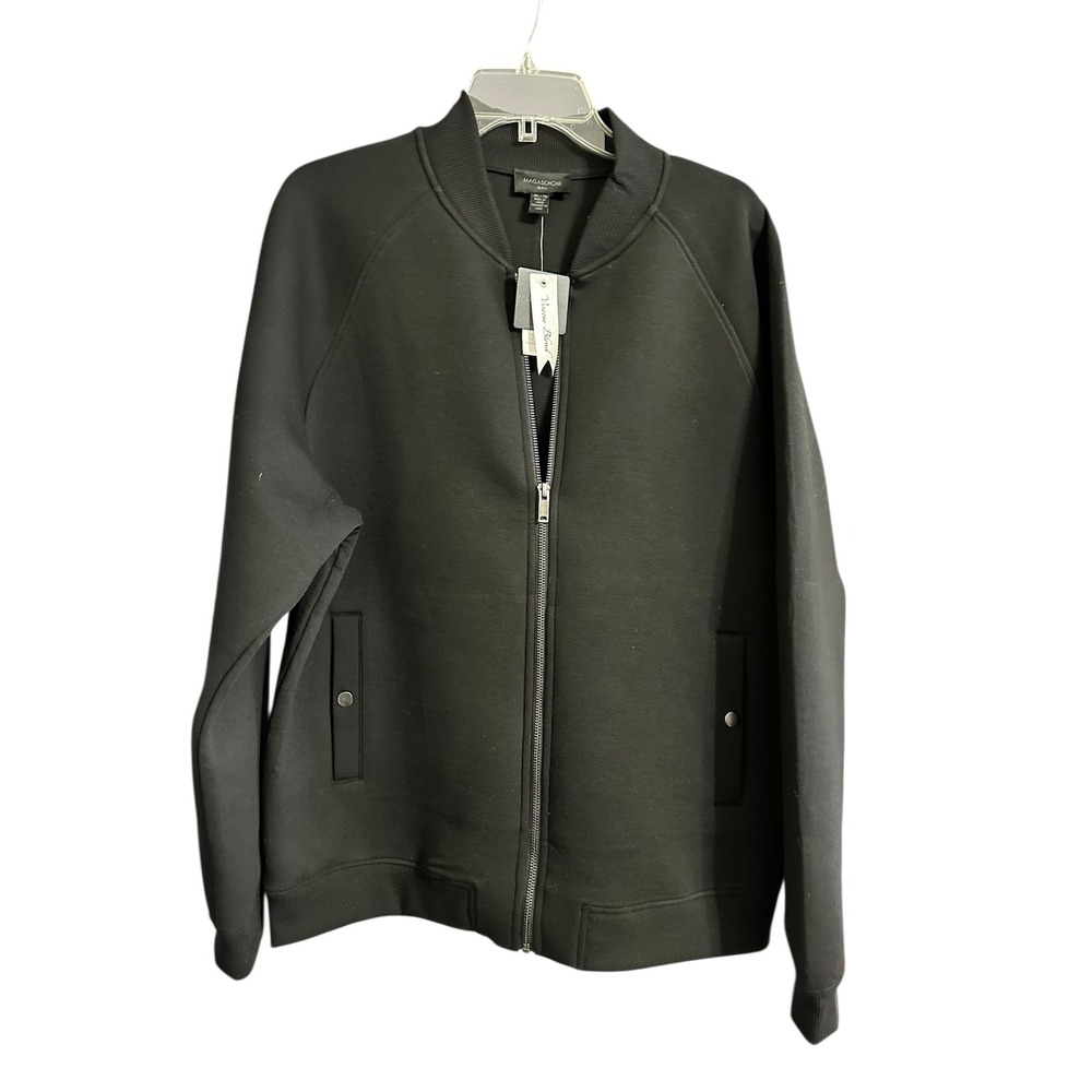 Magaschoni Man NEW Black Viscose Blend Full Zip Bomber Jacket XL Gorpcore NWT